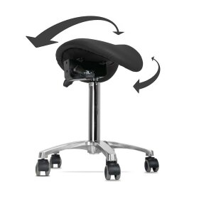 Teqler - swivel stool with tilting saddle seat - black