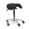 Teqler swivel stool with tiltable saddle seat for healthy sitting height adjustable in black