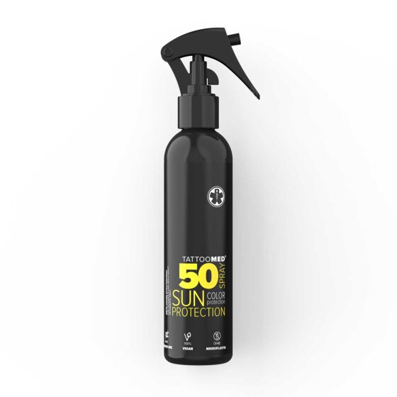 TattooMed Tattoo Sun Protection Spray with sun protection factor 50 for daily care and the best protection for your tattoo