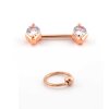 Nipple piercing jewelry set prong- crystal Barbell andCaptive Bead Ring- rose gold