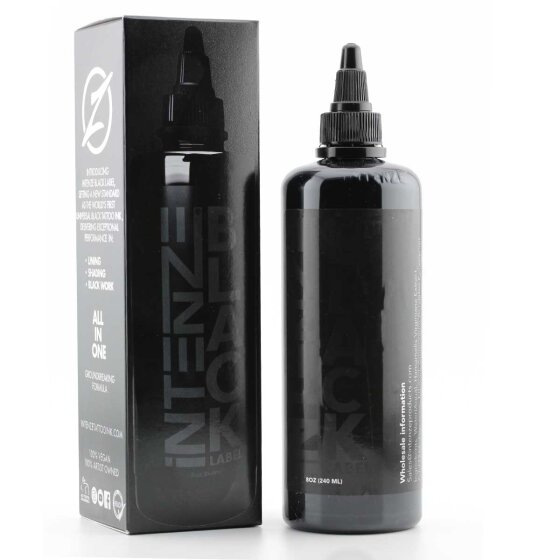 Intenze Black Label 240ml - universal, black tattoo ink for lines, shading and black work REACH compliant 1200x1200 jpeg